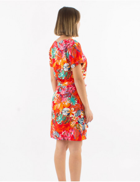 Robe d'été tropicale avec lien à nouer