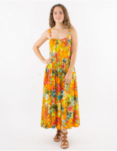 Colorful tropical summer midi dress