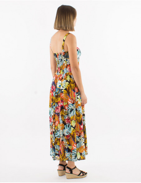 Colorful tropical summer midi dress