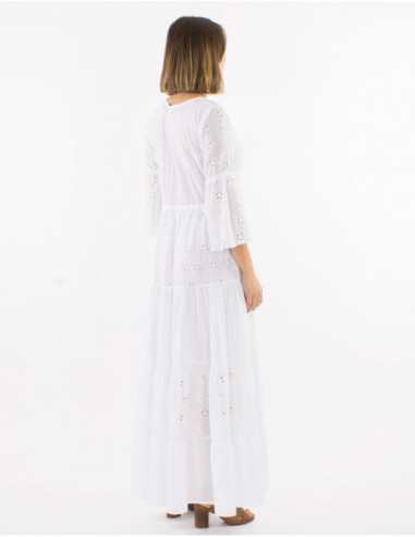 Robe longue bohème brodée style anglais