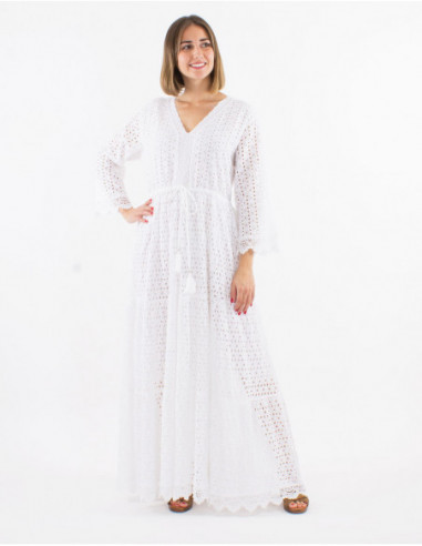 Robe longue d ete en broderie anglaise