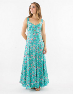 Robe longue bohème fleurie à volants