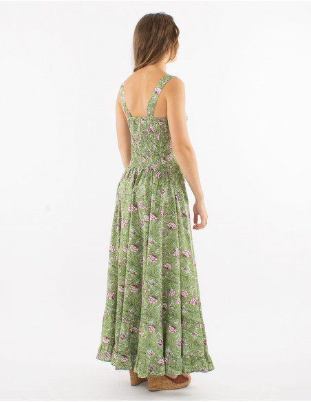 Robe longue bohème fleurie à volants