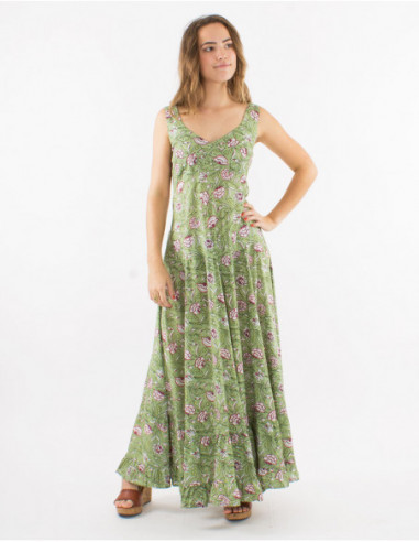 Long floral bohemian dress with ruffles