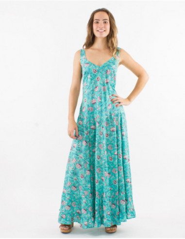 Robe longue bohème fleurie à volants