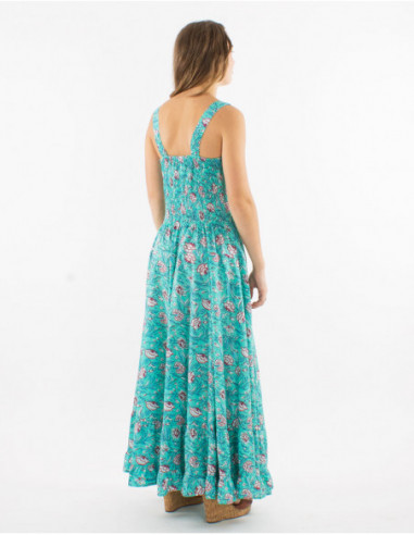 Long floral bohemian dress with ruffles