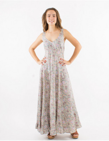 Robe longue bohème fleurs pastels