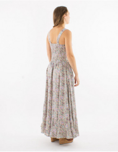 Robe longue bohème fleurs pastels