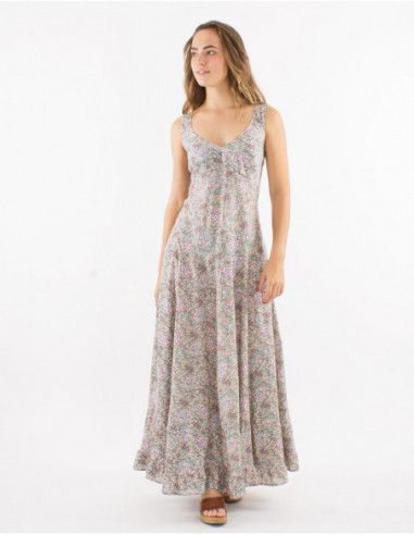 Robe longue bohème fleurs pastels