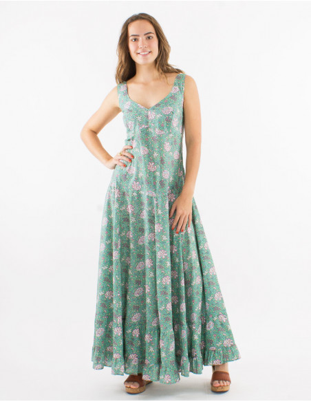 Robe longue bohème fleurs pastels