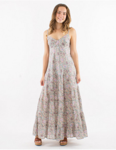 Long dress in cotton floral pattern