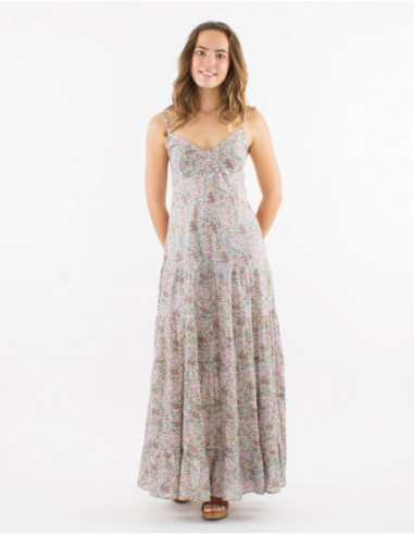 Long dress in cotton floral pattern
