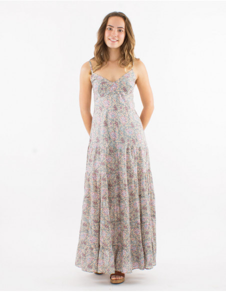 Robe longue en coton motif fleuri