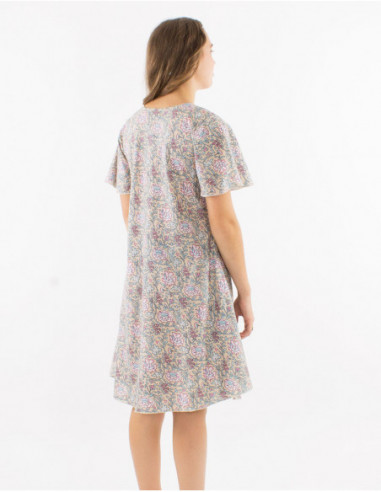 Long dress in pastel boho cotton