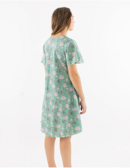 Robe mi longue en coton boho pastel