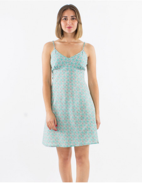 Summer dress cotton boho leaf pattern