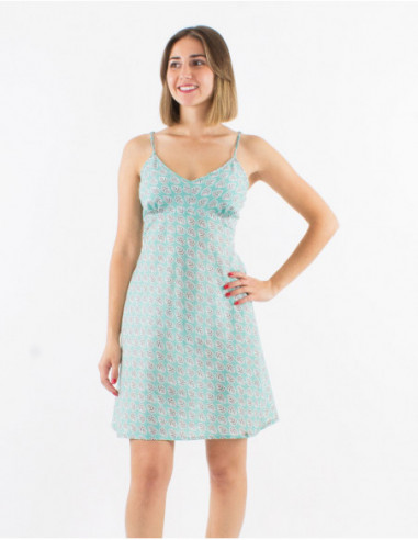 Summer dress cotton boho leaf pattern