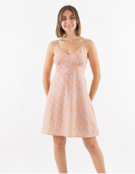 Summer dress cotton boho leaf pattern