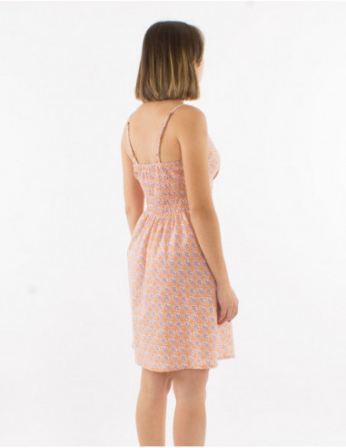 Robe d'été en coton motif feuille boho