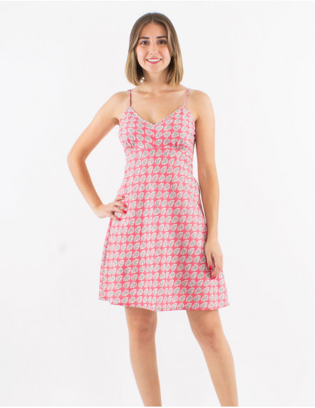 Summer dress cotton boho leaf pattern