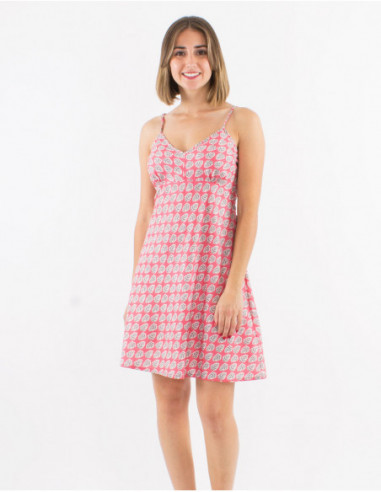 Robe d'été en coton motif feuille boho