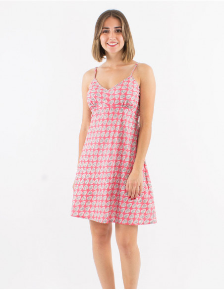 Robe d'été en coton motif feuille boho
