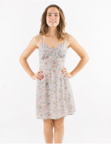 Short dress pastel floral cotton pattern