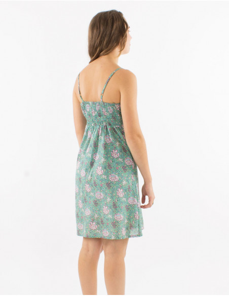 Short dress pastel floral cotton pattern