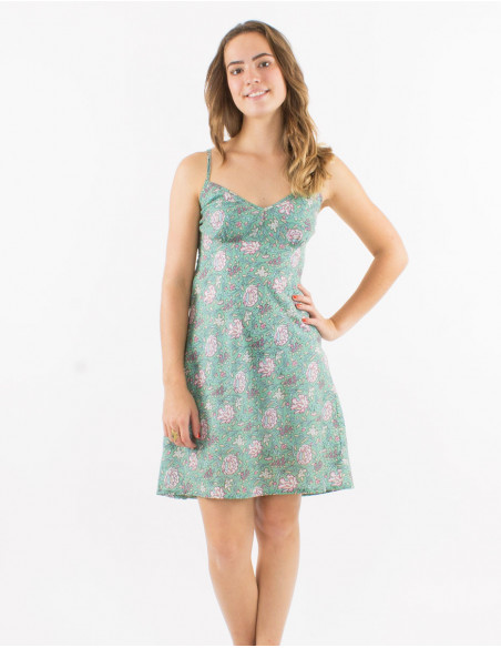 Short dress pastel floral cotton pattern