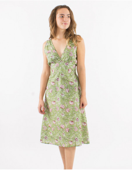 Colorful bohemian cotton midi dress