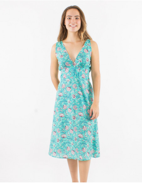 Robe midi en coton bohème colorée