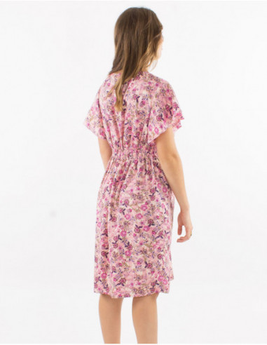 Robe cintrée boho fleurie à col carré
