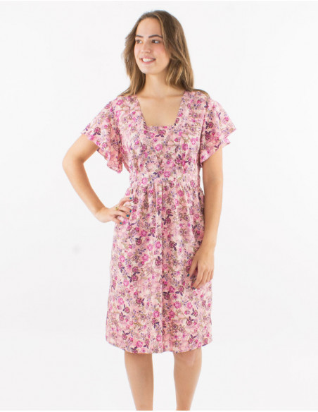 Robe cintrée boho fleurie à col carré