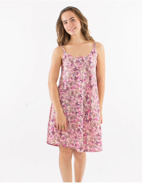 Floral boho strapless flared dress