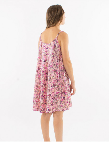 Robe évasée à bretelles motif liberty