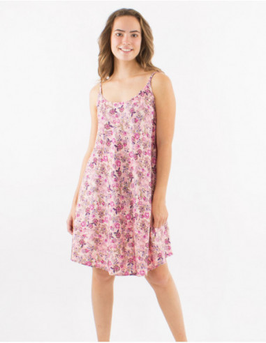 Robe évasée à bretelles motif liberty