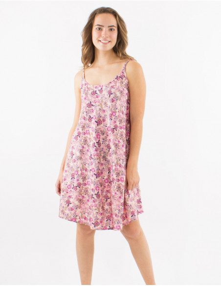 Floral boho strapless flared dress