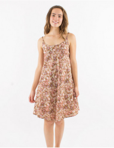 Robe évasée à bretelles motif liberty