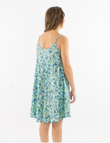 Floral boho strapless flared dress