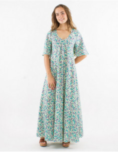 Robe longue évasée bohème à manches 2