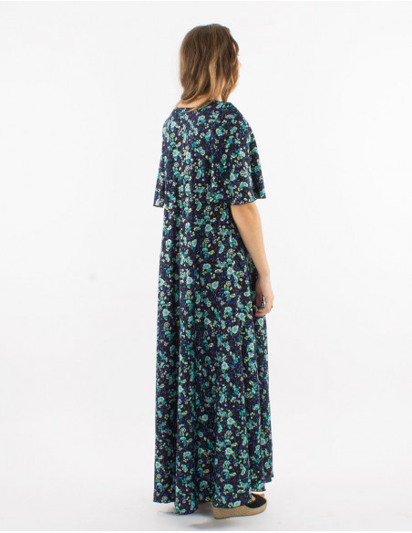 Robe longue évasée bohème à manches