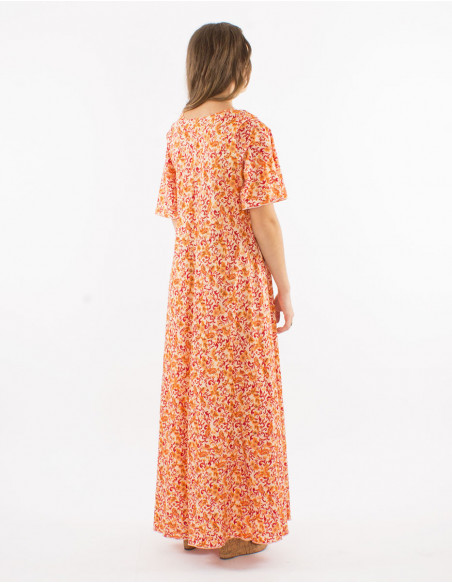 Bohemian long flare dress with sleeves