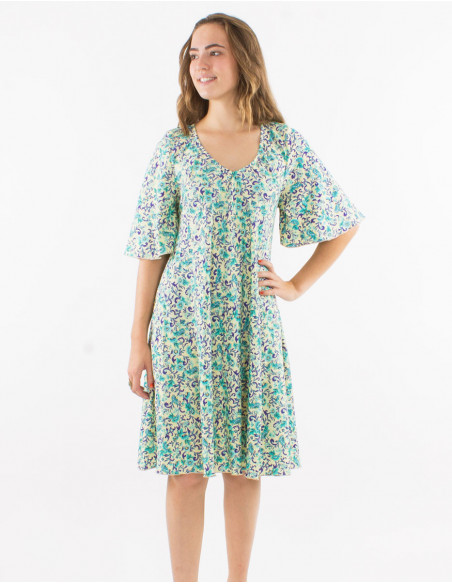 Robe bohème manches courtes évasées
