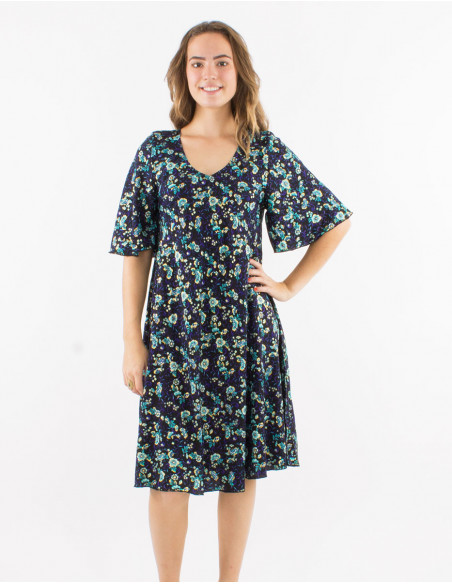 Robe bohème manches courtes évasées