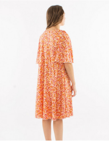 Robe bohème manches courtes évasées