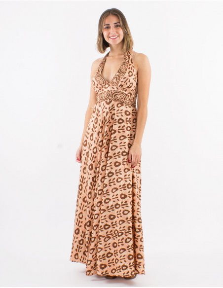 Long dress ethnic two-tone nude back