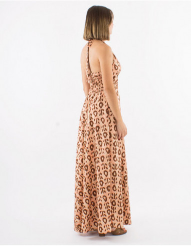 Long dress ethnic two-tone nude back