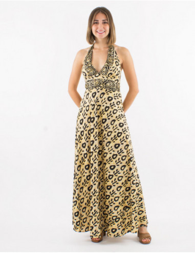 Long dress ethnic two-tone nude back