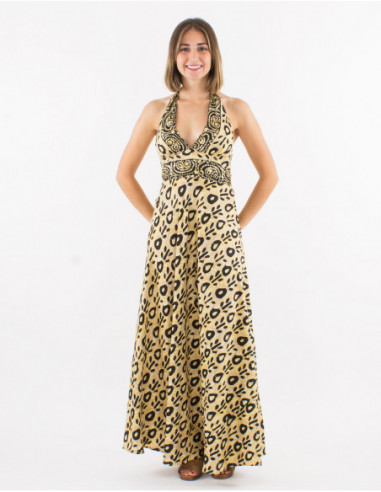 Long dress ethnic two-tone nude back