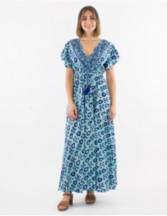 Ethnic style dress with bat sleeves 2